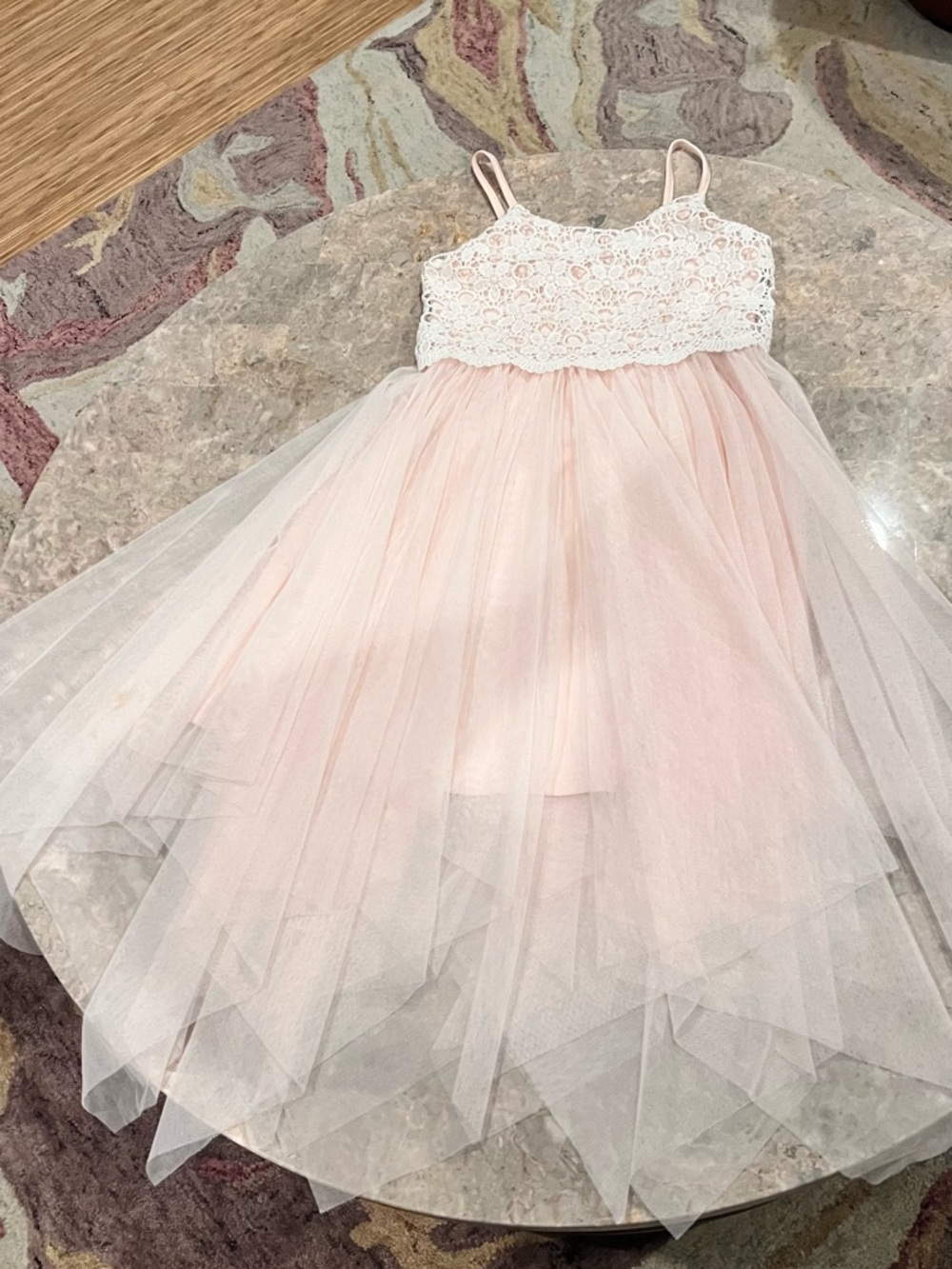 Delicate Blush Pink Lace & Tulle Girls' Party Dress
